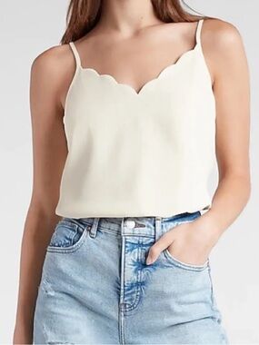 Express Cream Scallop-Edge Camisole